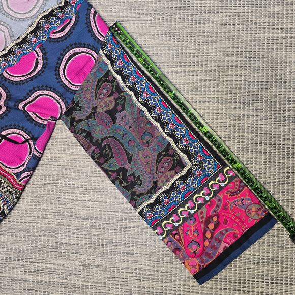 ETHNC Wrap Top Womens Small Colorful Bohemian Boho Bollywood Travel Vacay Kimono - Picture 8 of 9